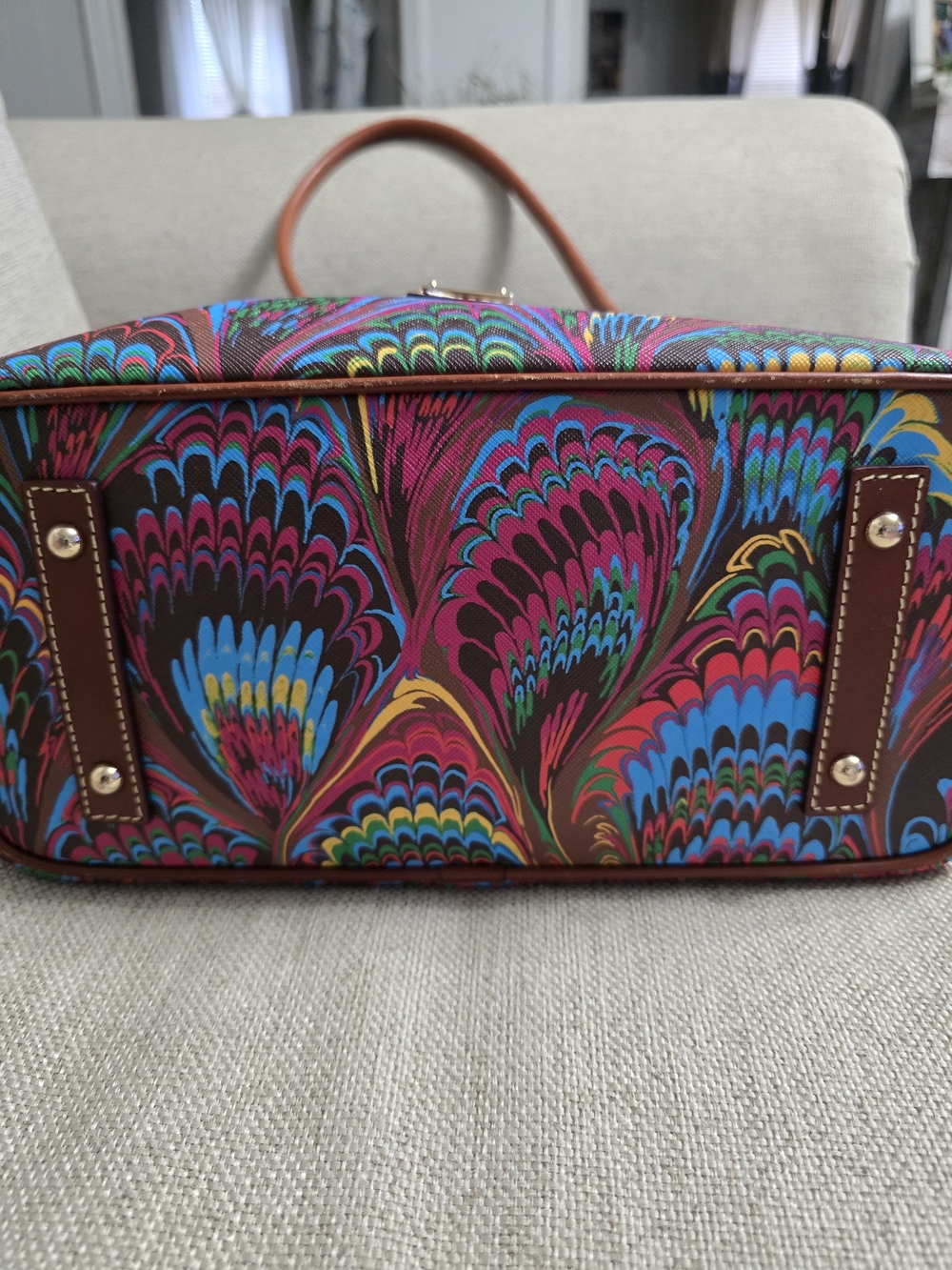Dooney & Bourke Multicolor Marbled Print Tote and Wristlet with Brown Trim - Picture 3 of 11